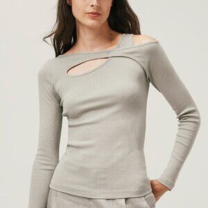 ANR+ ALP n Rock Nalla Crewneck long sleeve ribbed top in Italian Sage green S